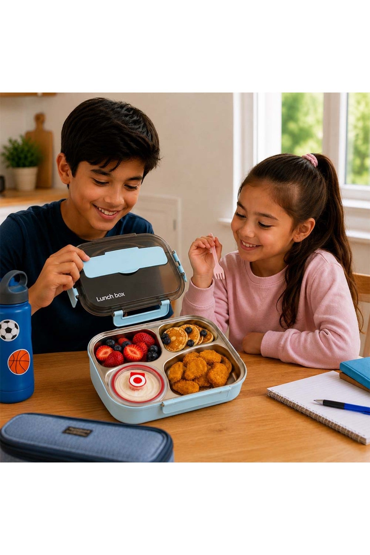 Cocobee Kids Oval Lunch Box | Non-Toxic, Food-Grade, Design – Blue