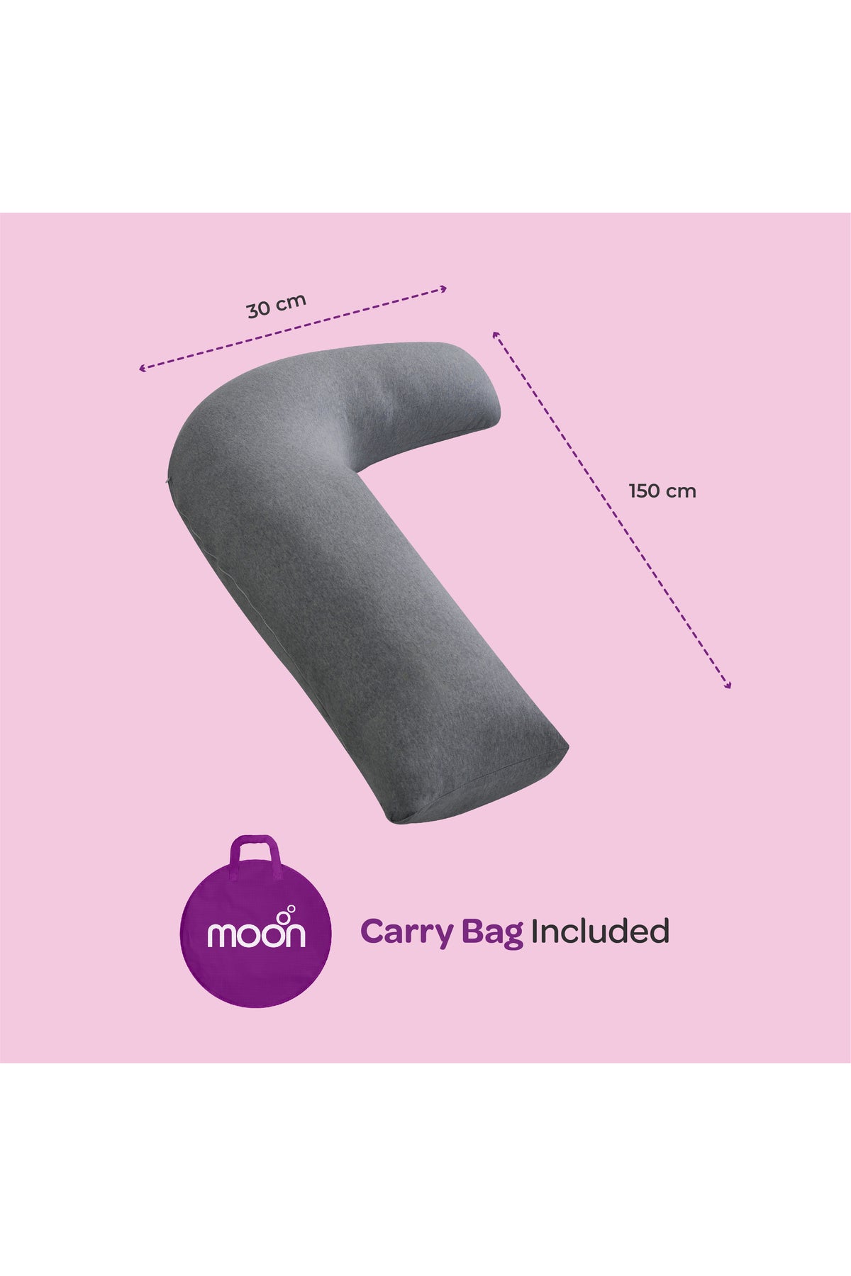 MOON Organic L Shaped Maternity Pillow-Grey