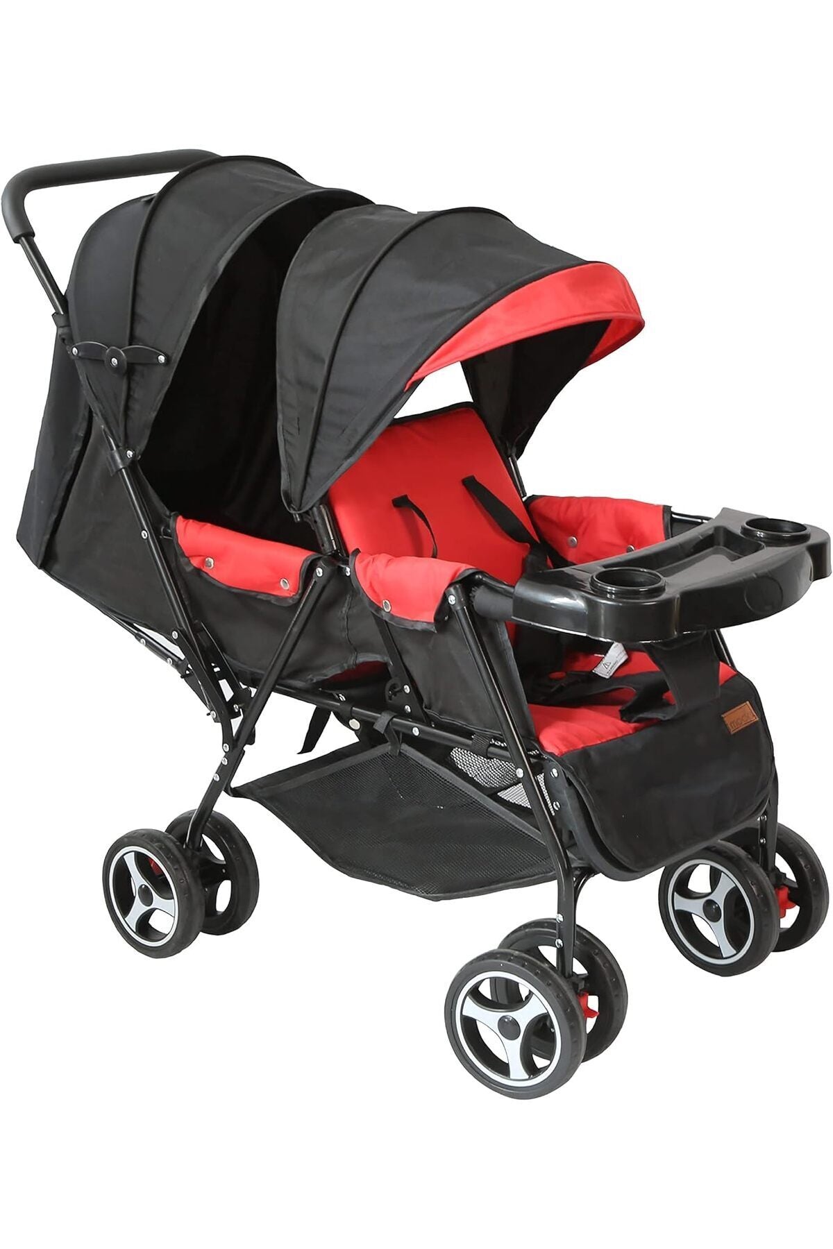 MOON Magnum Tandem Easy Fold Twin Travel Stroller,Fire Red