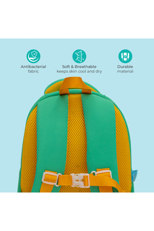 MOON Kids Backpack  – Comfy 3D Design,Padded Straps, Waterproof-Perfect for Preschool, Nursery, Snacks & Lunchbox-Car/Green