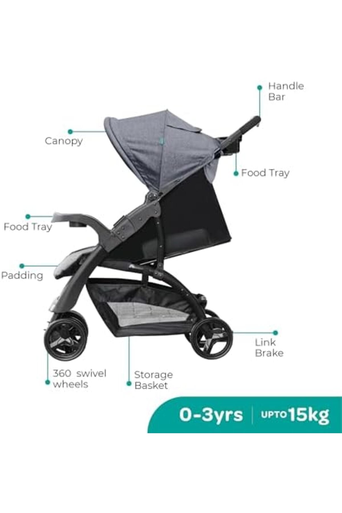 MOON Aria Baby Stroller Travel Gear - Black