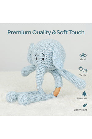 MOON Handcrafted Crochet  Toy with Cuddle Ring-Elephant