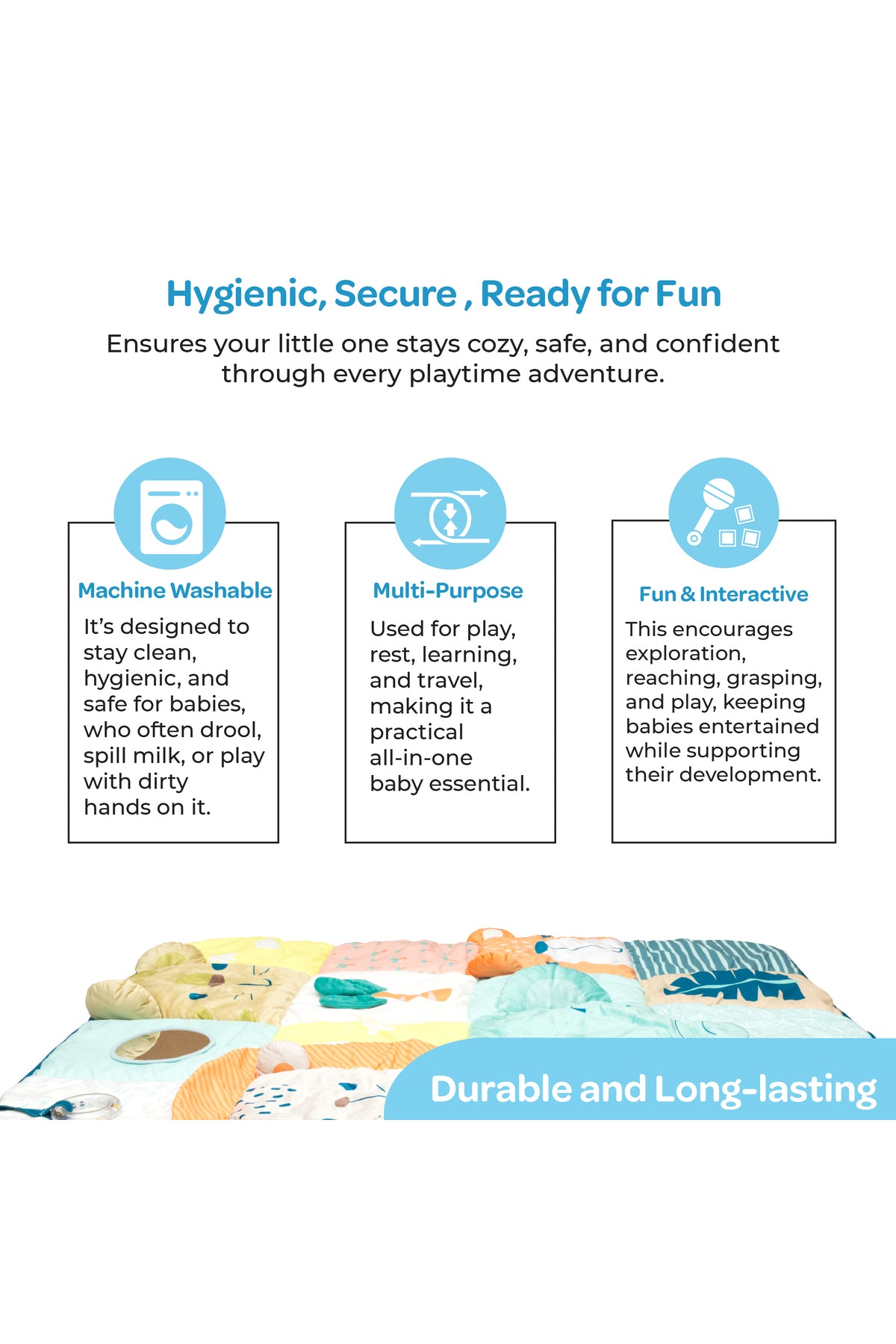 MOON Wilde Baby Playmat for Infants & Toddlers – Tummy Time, Crawling & Sitting- 0m+