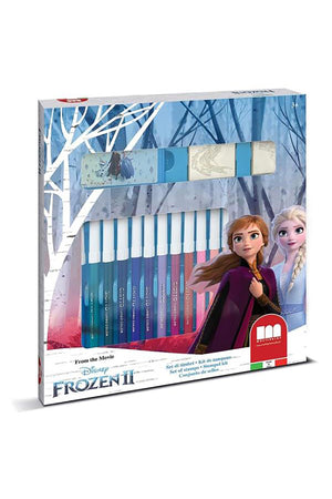 Disney Frozen Felt Tip Pen Set – 18 Washable Felt Pens + 2 Stamps & Ink Pad | Kids Drawing & Coloring Set | Official Frozen Stationery Gift for Girls & Boys