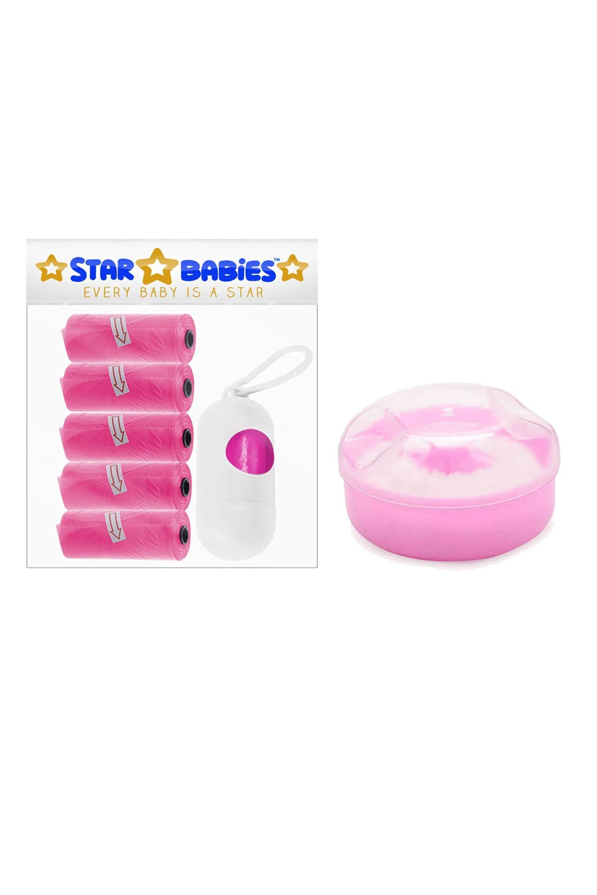 Star Babies - Powder Puff & Disposable Scented Bag 5pcs w/ Dispenser - Pink