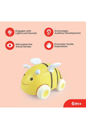 MOON Bumble Buzz Pull back toy with lights and music for 6M+ - Boys and Girls -Bee