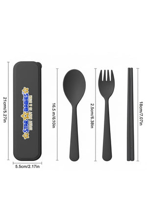 Star Babies -Organic  Spoon, Fork & Chopsticks Set - Black