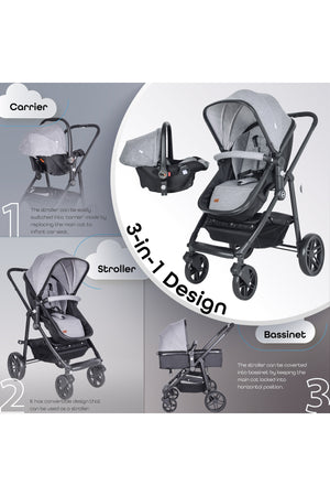 MOON Tres 3 in 1  Travel System - Light Grey