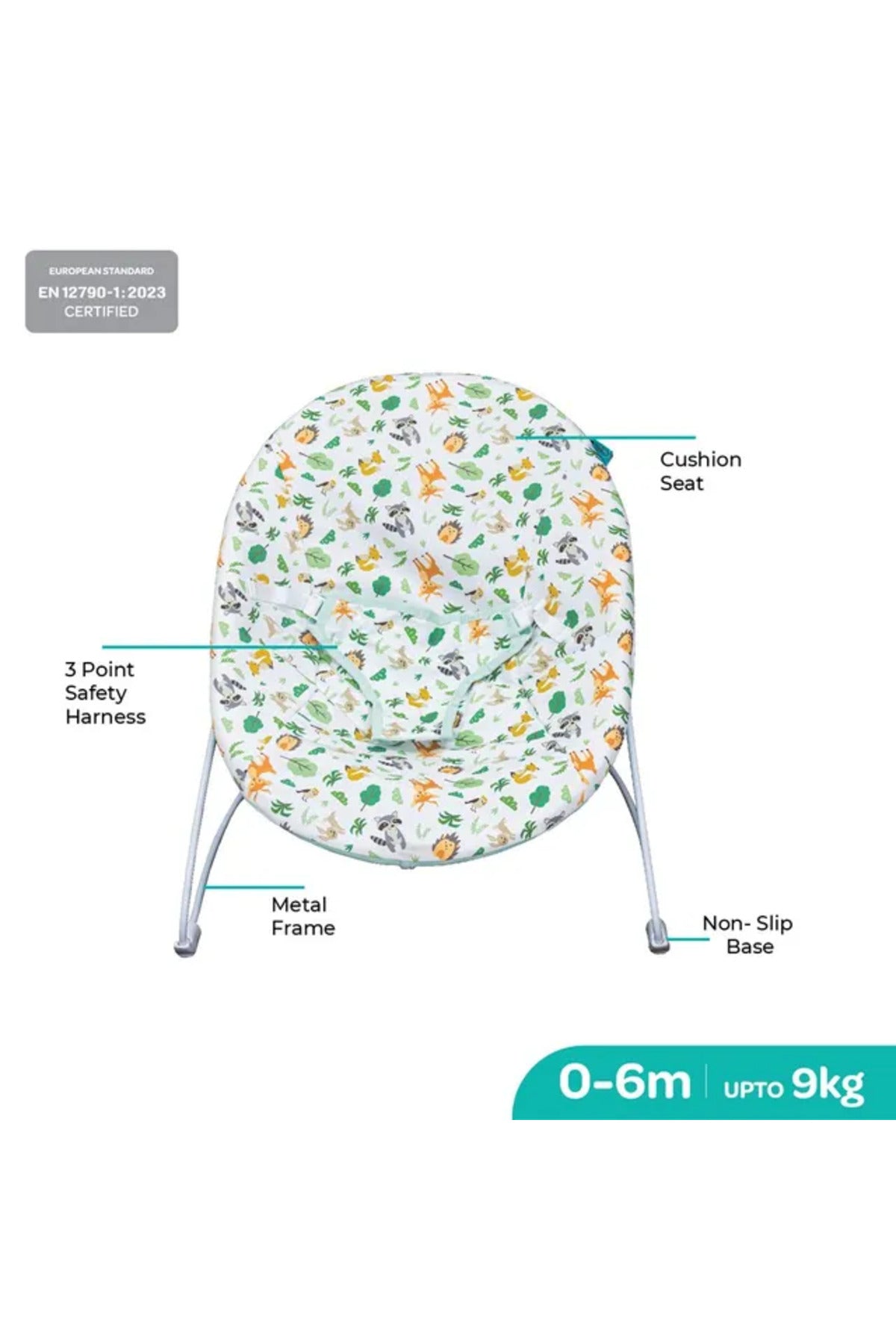MOON Hop and Lean Bouncer Balance Support Baby Carrier & Crib – 0m+ Infants Baby Swing-Green