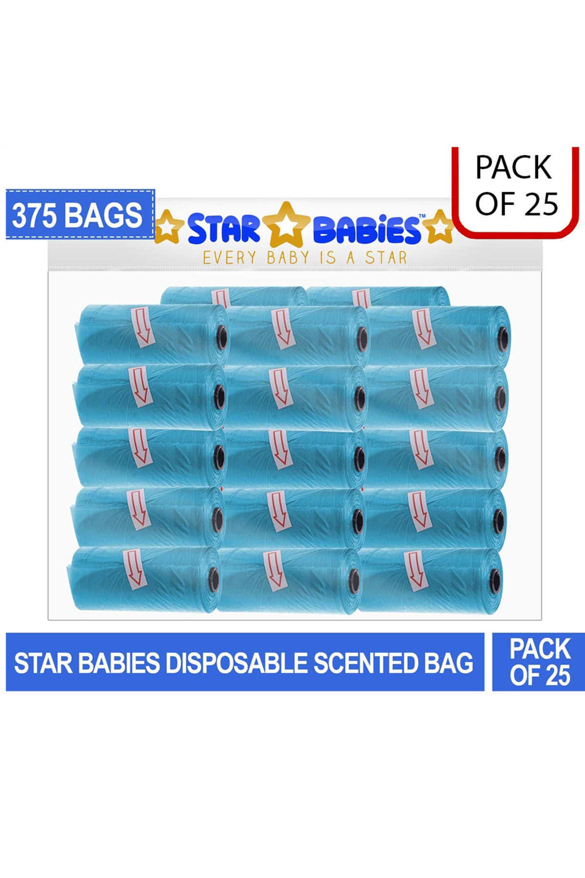 Star Babies Blue Scented Bag Pack of 25 - 375 Bags