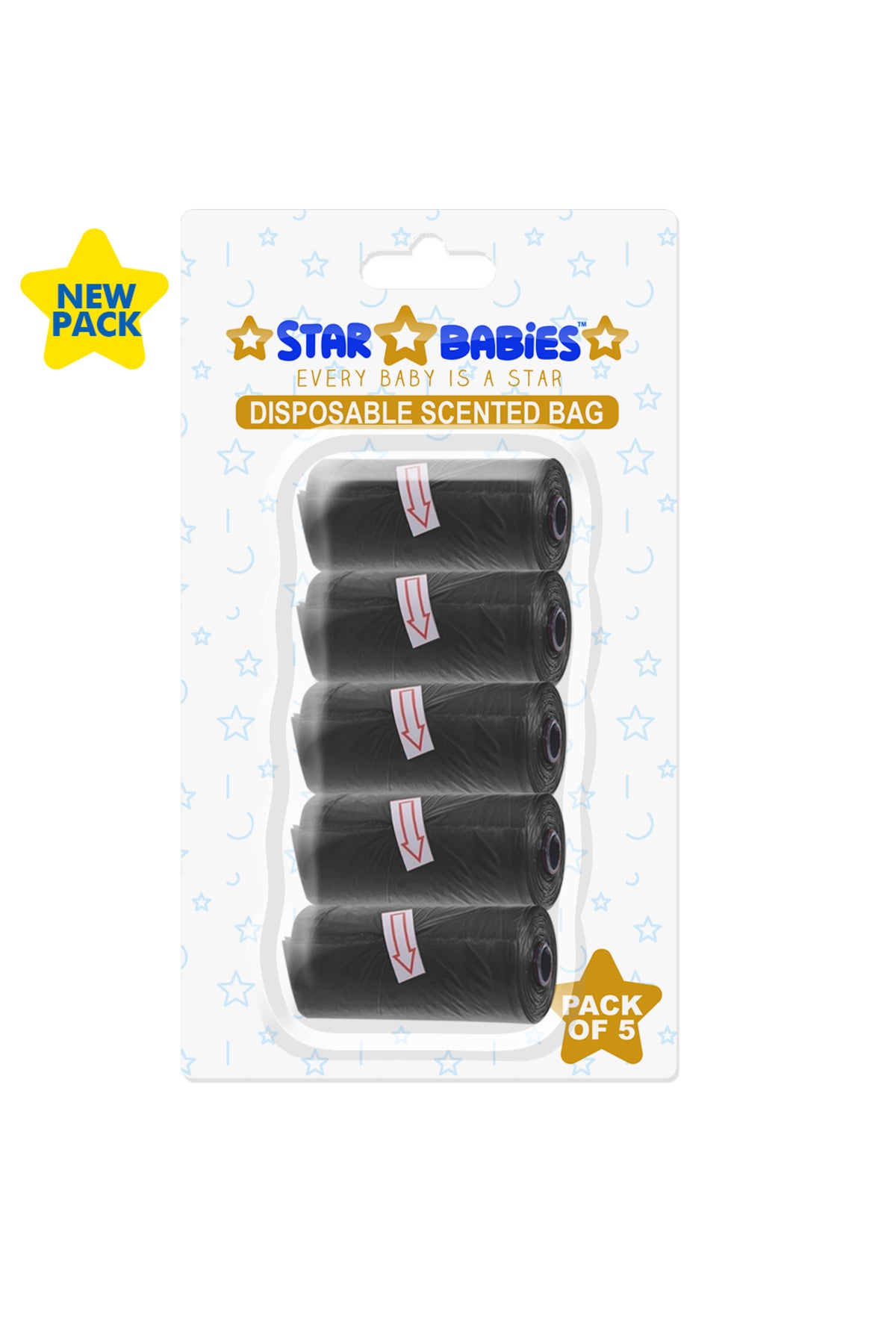 Star Babies - Scented Bag Blister - Pack of 5/75 Bags - Black