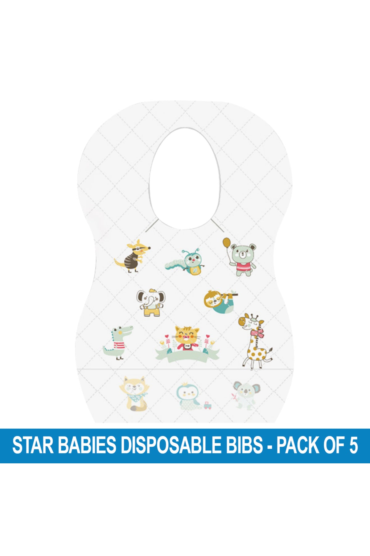 Star Babies Animal Print Disposable Bibs - 5 Pieces