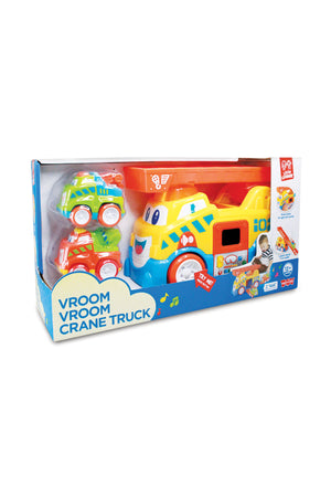 Little Learners Vroom Vroom  Crane Truck - Flashing Lights & Sounds, Extendable Ladder, Assorted 12M+