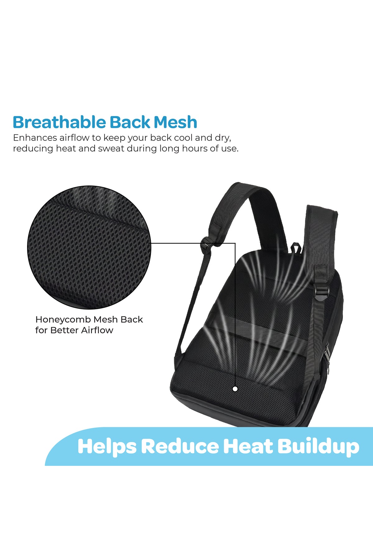 MOON School Backpack, Lightweight Backpack with Laptop Compartment-  Black