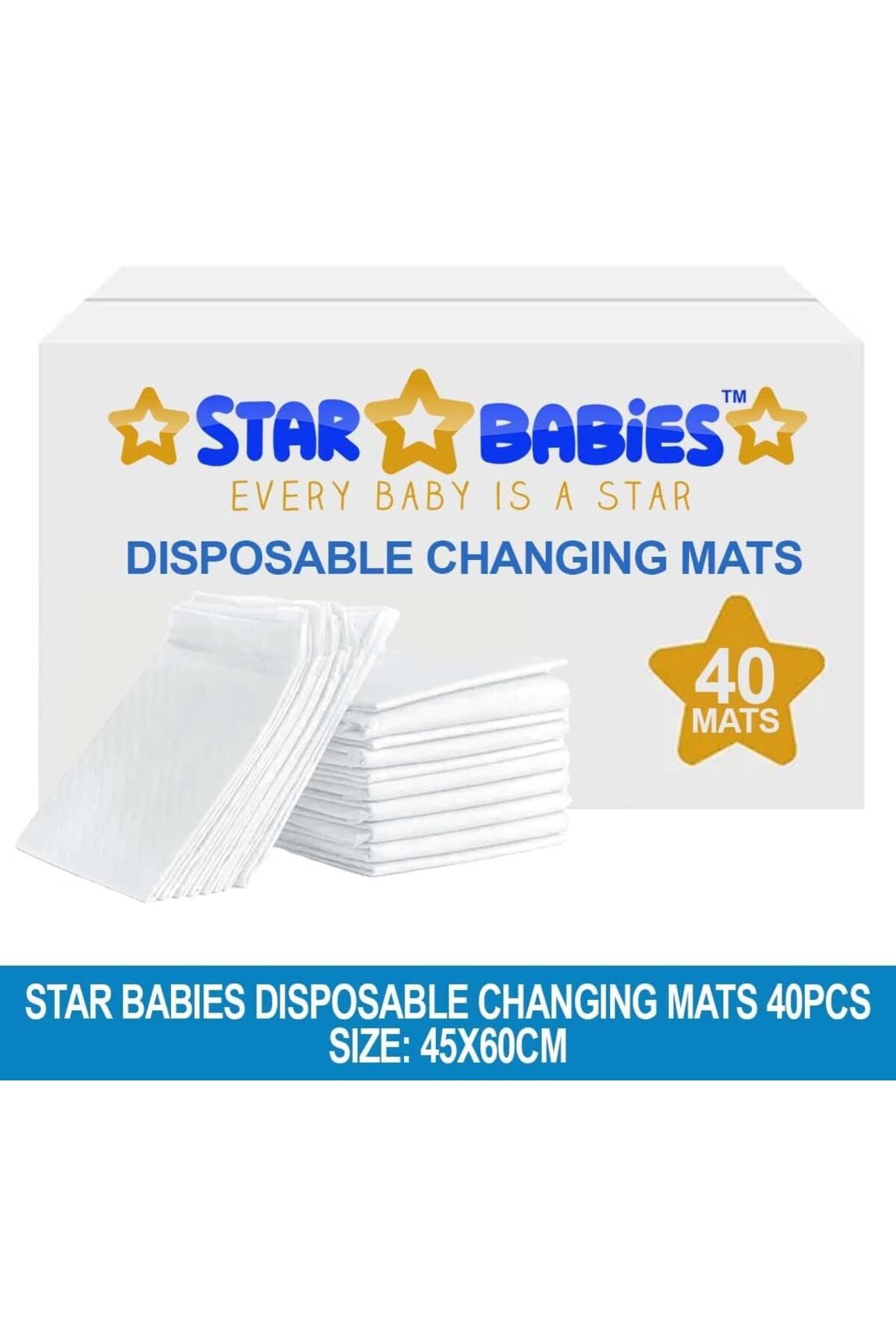 Star Babies - Disposable Changing Mat - Pack of 40 - White