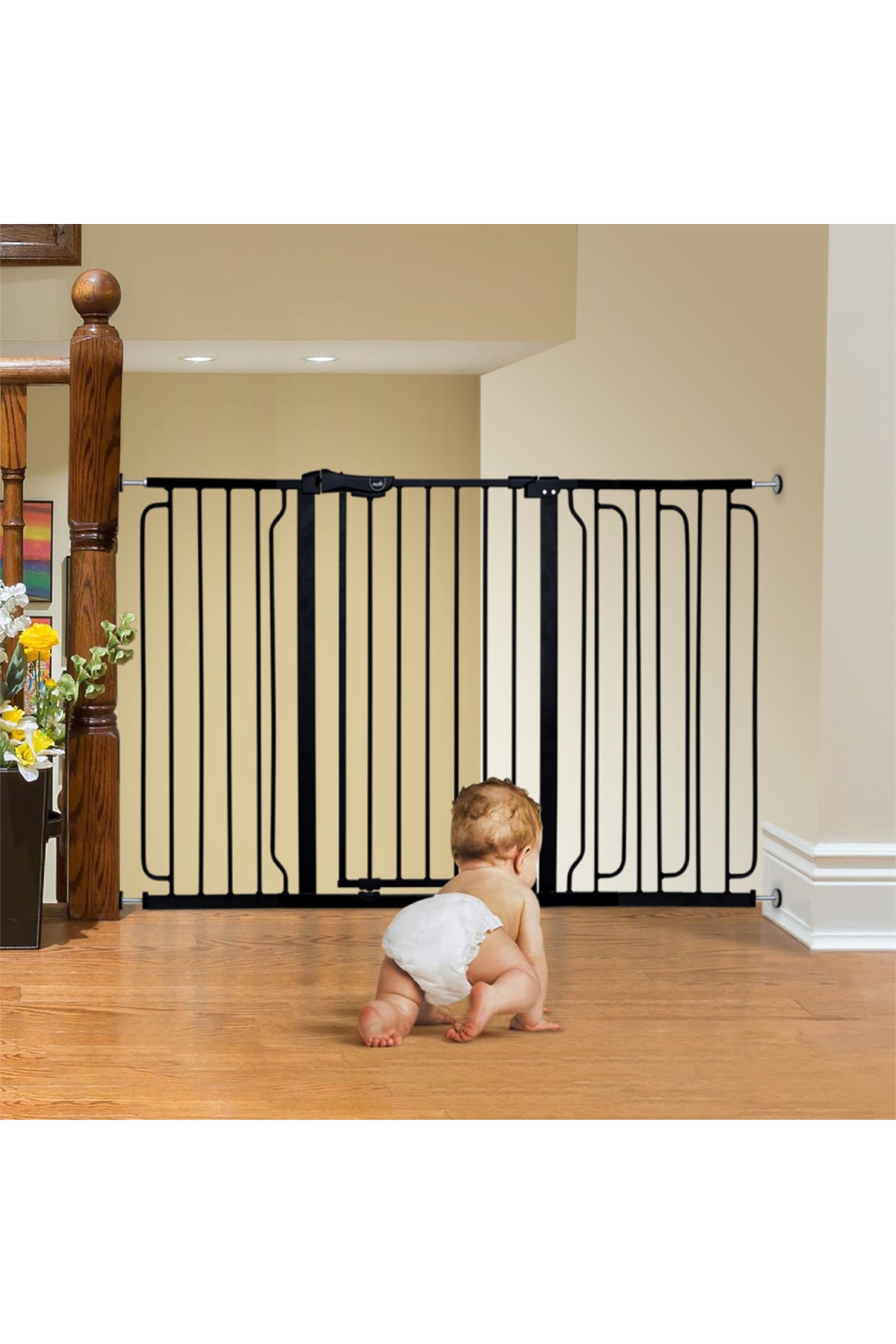 MOON Secura Baby Safety gate 76-80cm-Auto lock barrier with 20cm extension – Black