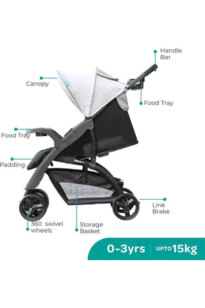 MOON Aria Baby Stroller Travel Gear -Light Grey