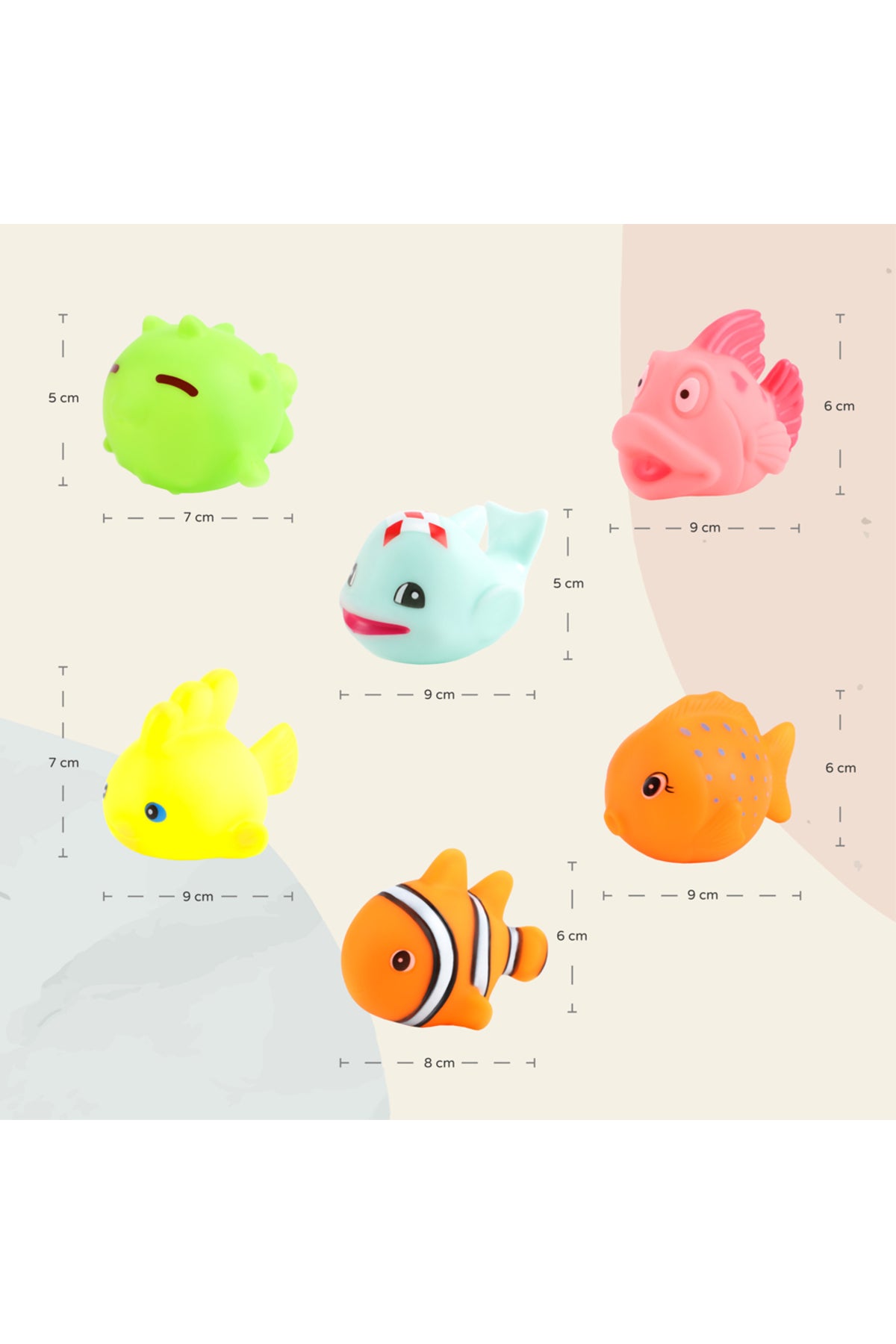 MOON Baby Sea Life Toys – 6-Pcs Bath Fish Toys for Toddlers