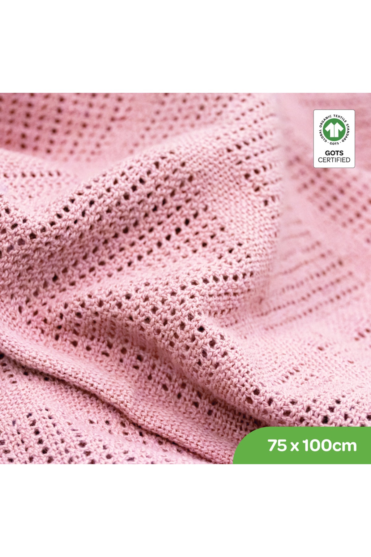 MOON Organic Cellular Blanket 75 X 100 cm – for 0 Months+ - Pink
