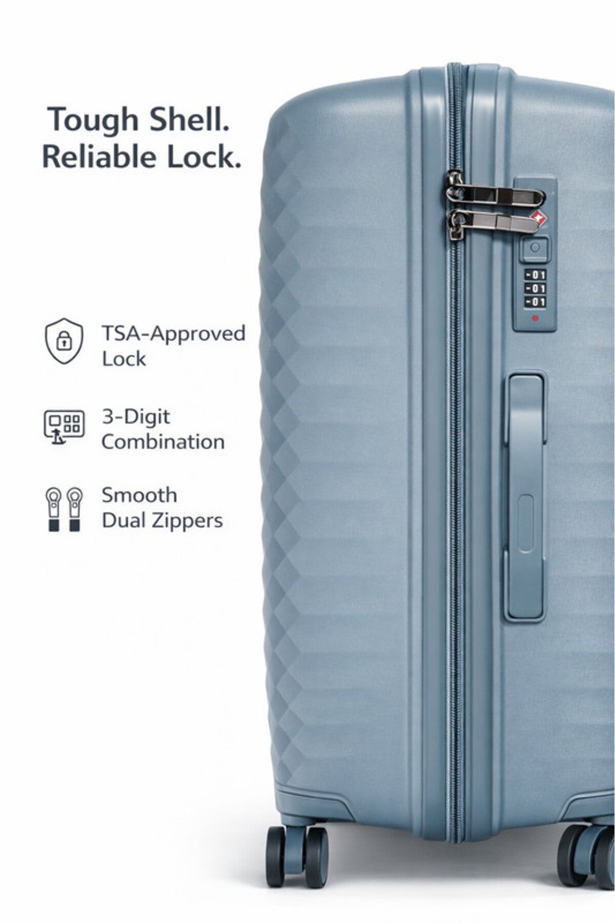 ELITE- Premium Hard-Shell Luggage 24 inch – Lightweight Spinner Suitcase – Light Blue
