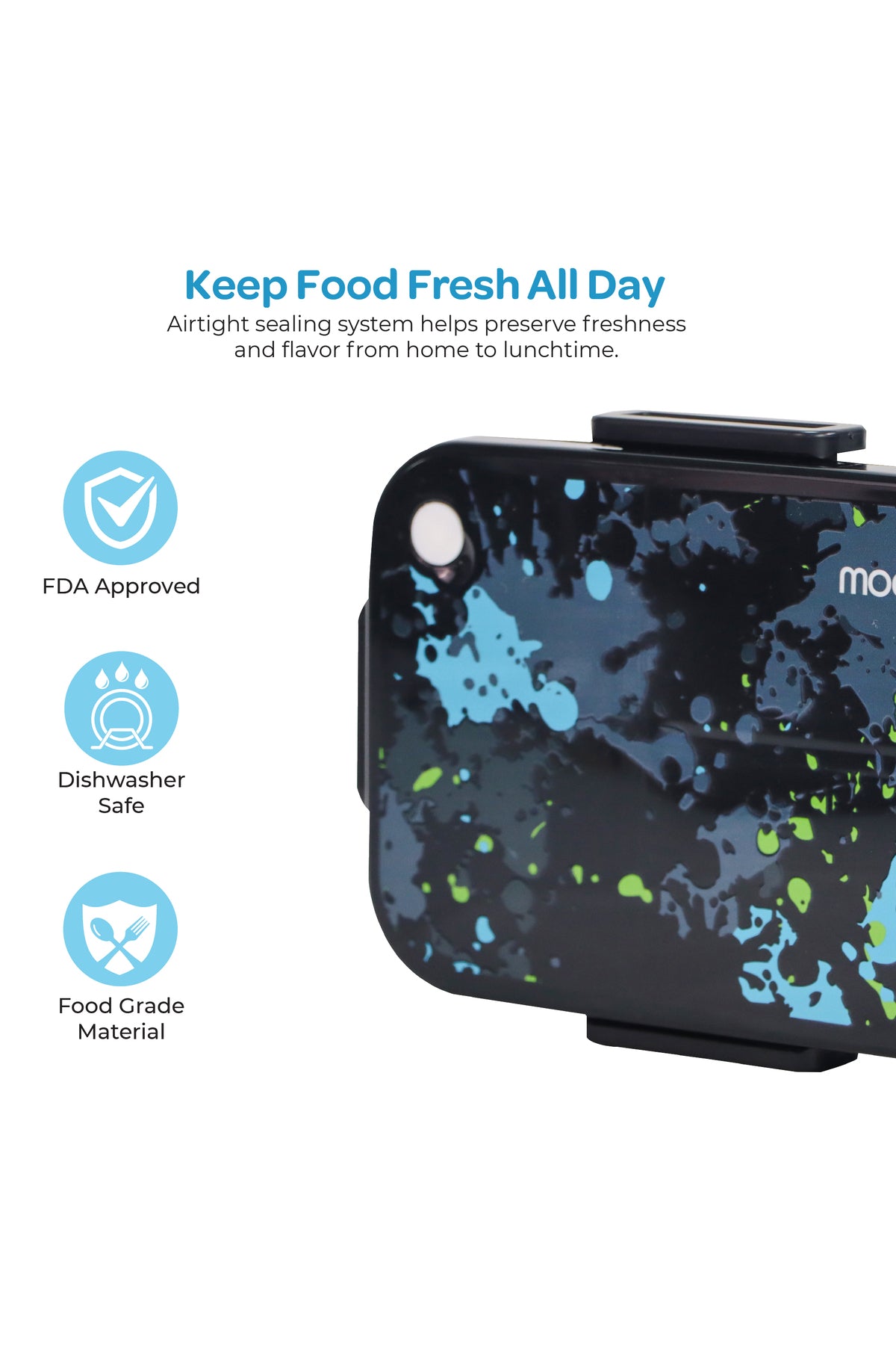 MOON Kids Lunch Box | PP + Stainless Steel Insulated Tiffin Box | Leak-Proof, BPA-Free, Durable School Lunch Box for Boys & Girls | Easy Open Clips | Food Safe Eco-Friendly Kids Meal Box