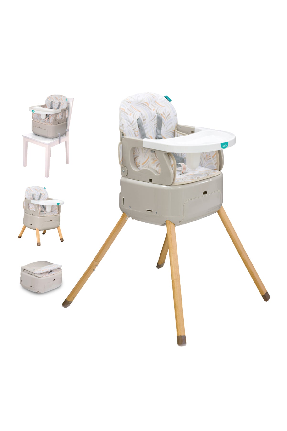 MOON  Apex Baby Highchair With 7 adjustable heights and Reclining Feature-Grey