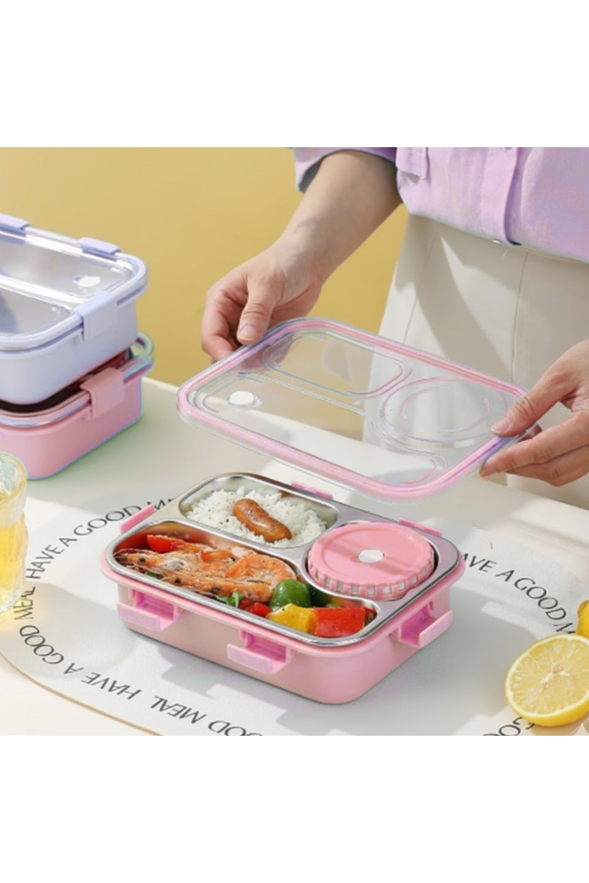 Star Babies Kids Lunch Box & Water Bottle Set | 500ml Stainless Steel Water Bottle | 3-Compartment Food Grade 304 Stainless Steel Lunch Box