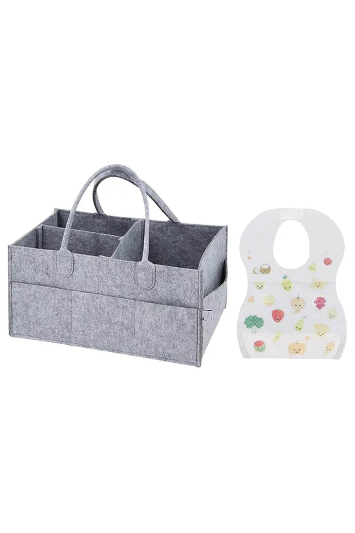 Star Babies - Caddy Diaper Bag Grey w/ Disposable Bibs - 10pcs