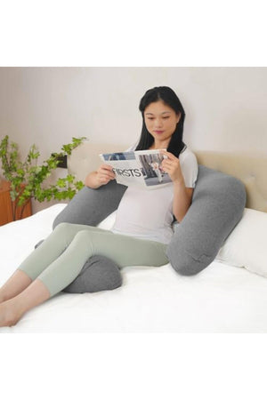 MOON Organic Multi Position Maternity Pillow with Detachable back support -Light Grey