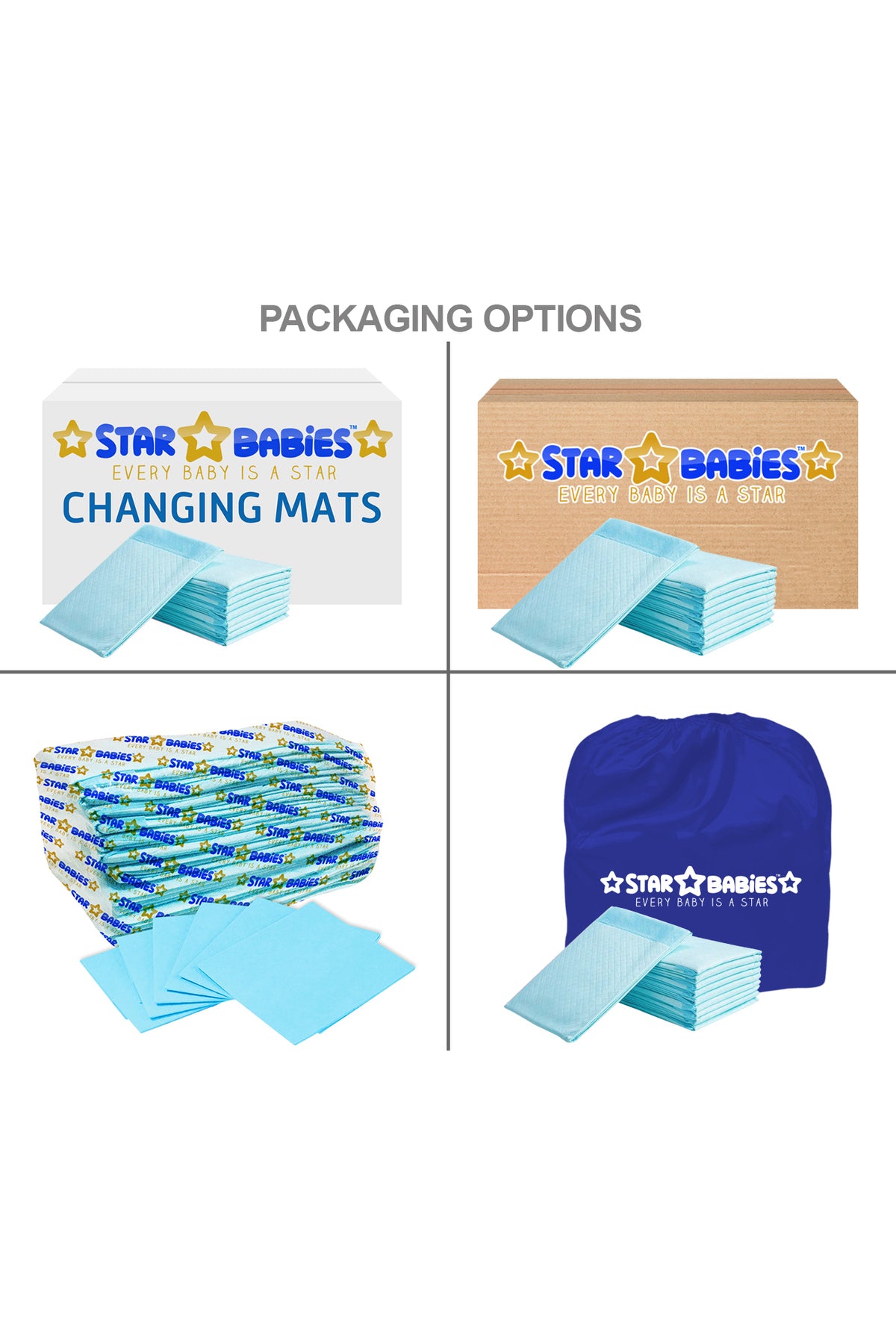 Star Babies Pack Of 12 Disposable Changing mats (45x60cm) Large, - Blue