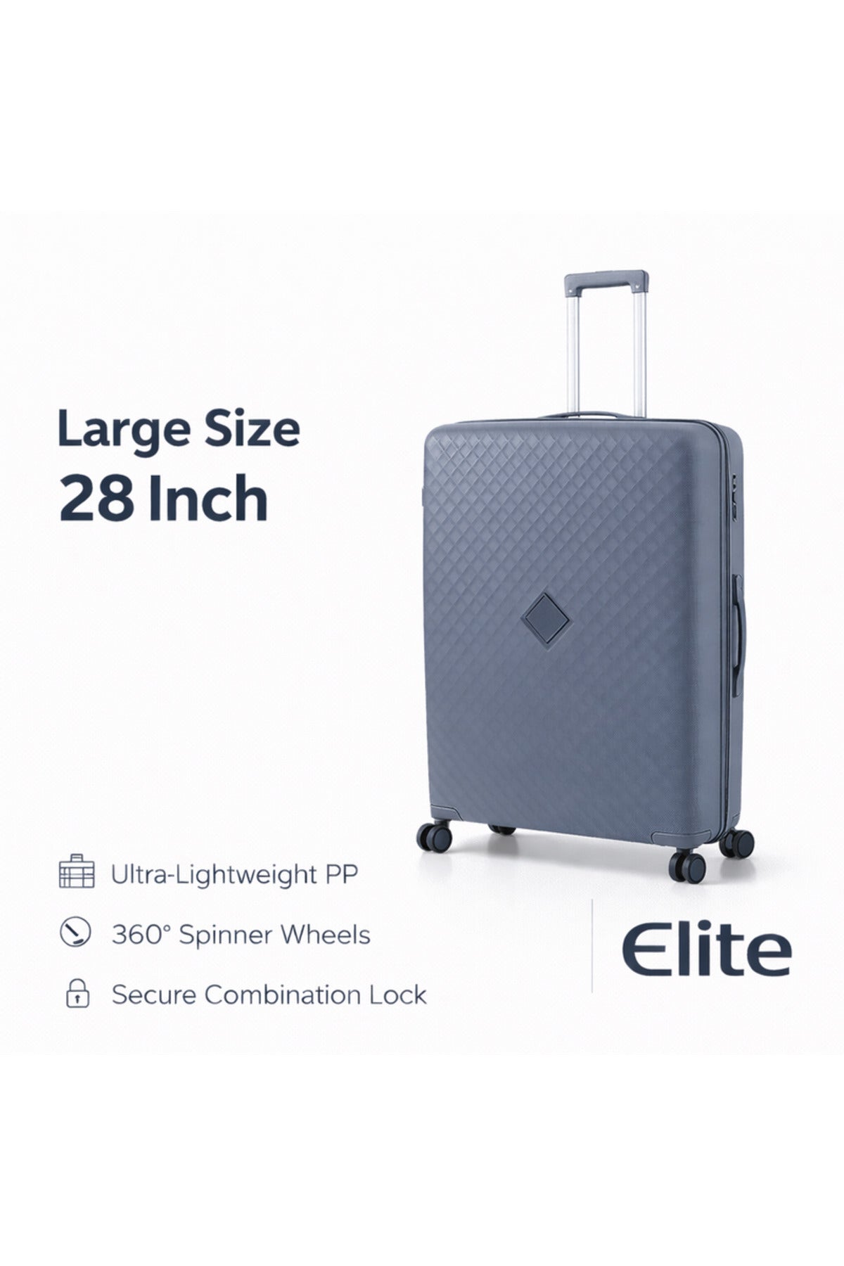ELITE- Premium Hard-Shell Luggage 28 inch – Lightweight Spinner Suitcase – Light Blue