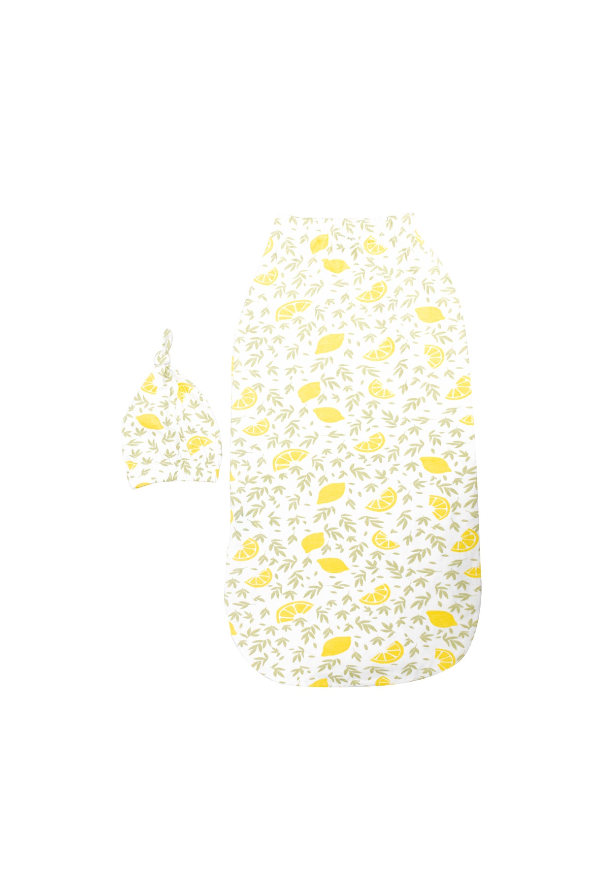 MOON Organic Cocoon and Beanie set (0 Months +)- Lemon  Print