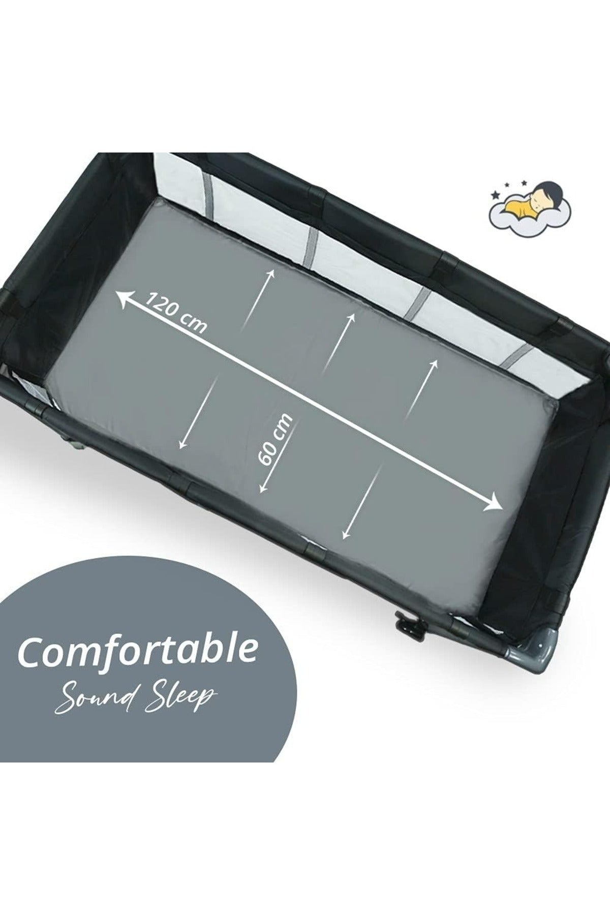 Kikibebe Expandable Convertible Bedside Crib With Playpen & Rocking Glider - Black