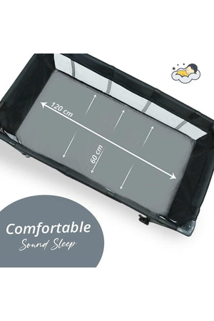 Kikibebe Expandable Convertible Bedside Crib With Playpen & Rocking Glider - Black