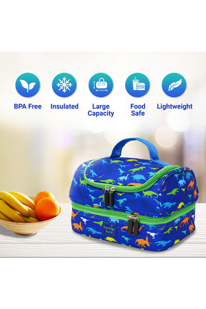 Bamboo Bark kids childrens double layer insulated lunch bag for school, picnic, nursery, toddler