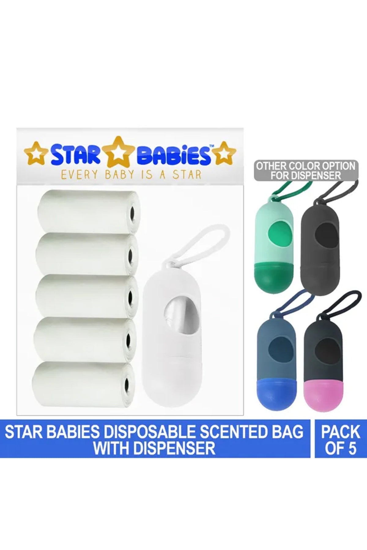 Star Babies Pack Of 5 Scented Bag White With Dispenser, Pack Of 1
