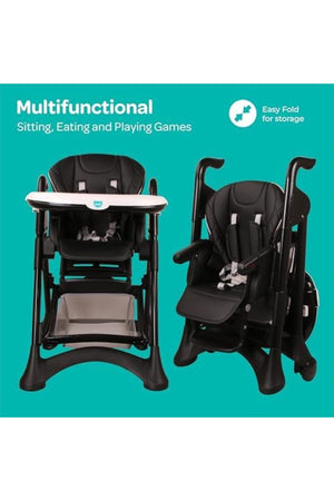 MOON Trestle Foldable Baby Feeding/Dinning Highchair-Black