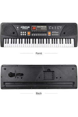 Urban Tots Bigfun Multi-Functional Piano 630 – 61 Full-Sized Keys, Lcd Display, Built-In Microphone, 50+ Sound Effects & 20 Songs-Black