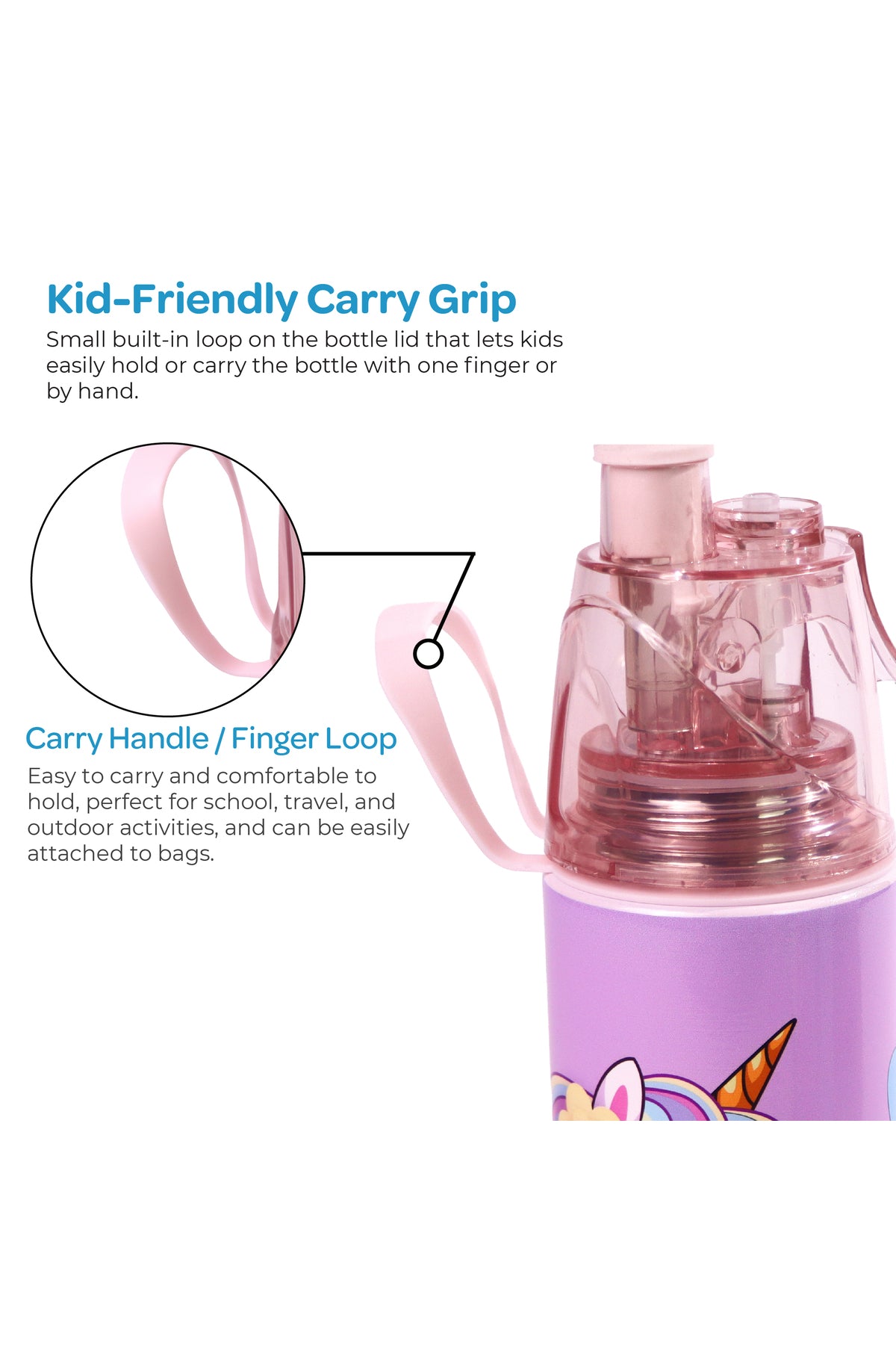 MOON Kids Water Bottle with Spray Mist | Cooling Spray | BPA-Free  Stainless Steel | Leak-Proof for School, Camping, Hiking, Outdoor Play | Boys Water Bottle |500ml