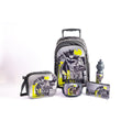 Batman 18" 5-In-1 School Trolley Set With Lunch Bag, Pencil Case, Water Bottle & Lunch Box – Dark Grey