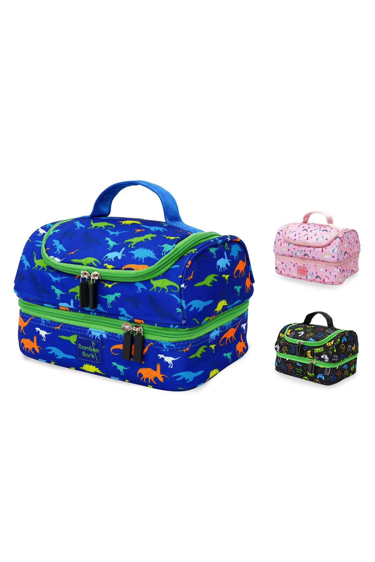 Bamboo Bark kids childrens double layer insulated lunch bag for school, picnic, nursery, toddler