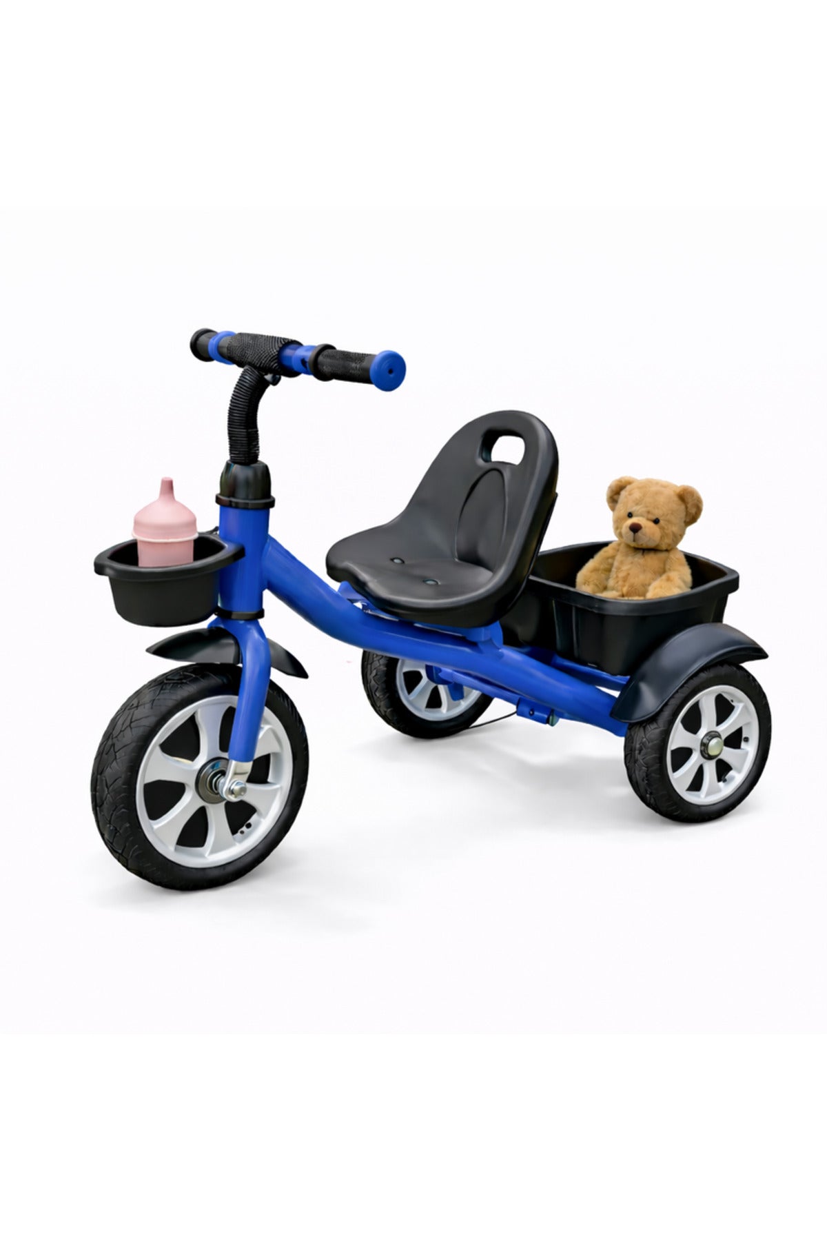 StarMarz Toddler 3-Wheel Tricycle Ride-On Toy with Safety Seat, Cup Holder & Rear Storage Basket - Blue