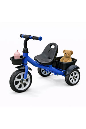 StarMarz Toddler 3-Wheel Tricycle Ride-On Toy with Safety Seat, Cup Holder & Rear Storage Basket - Blue