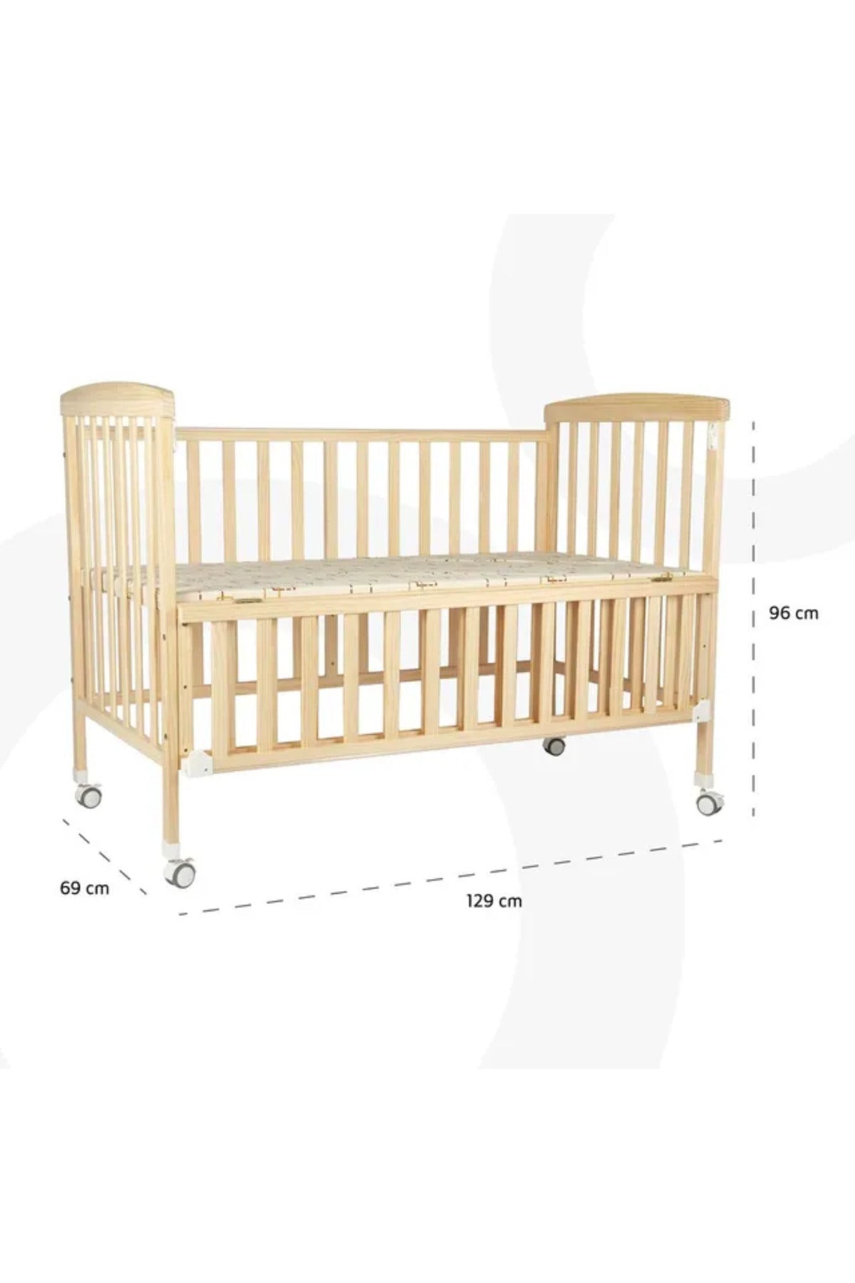 MOON Wooden Portable crib(129X69X96 cm) -Natural wood