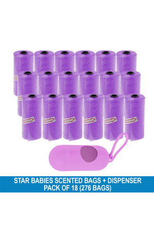 Star Babies - Disposable Scented Nappy Bag With Dispenser - Lavender - Pack of 18 - 276pcs