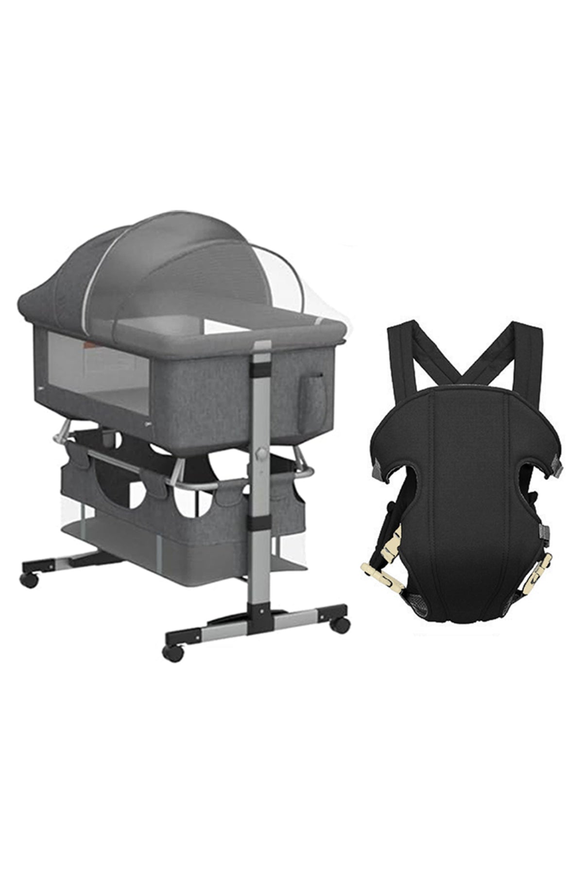 Star Babies Baby - Crib & Baby Carrier - Grey/Black