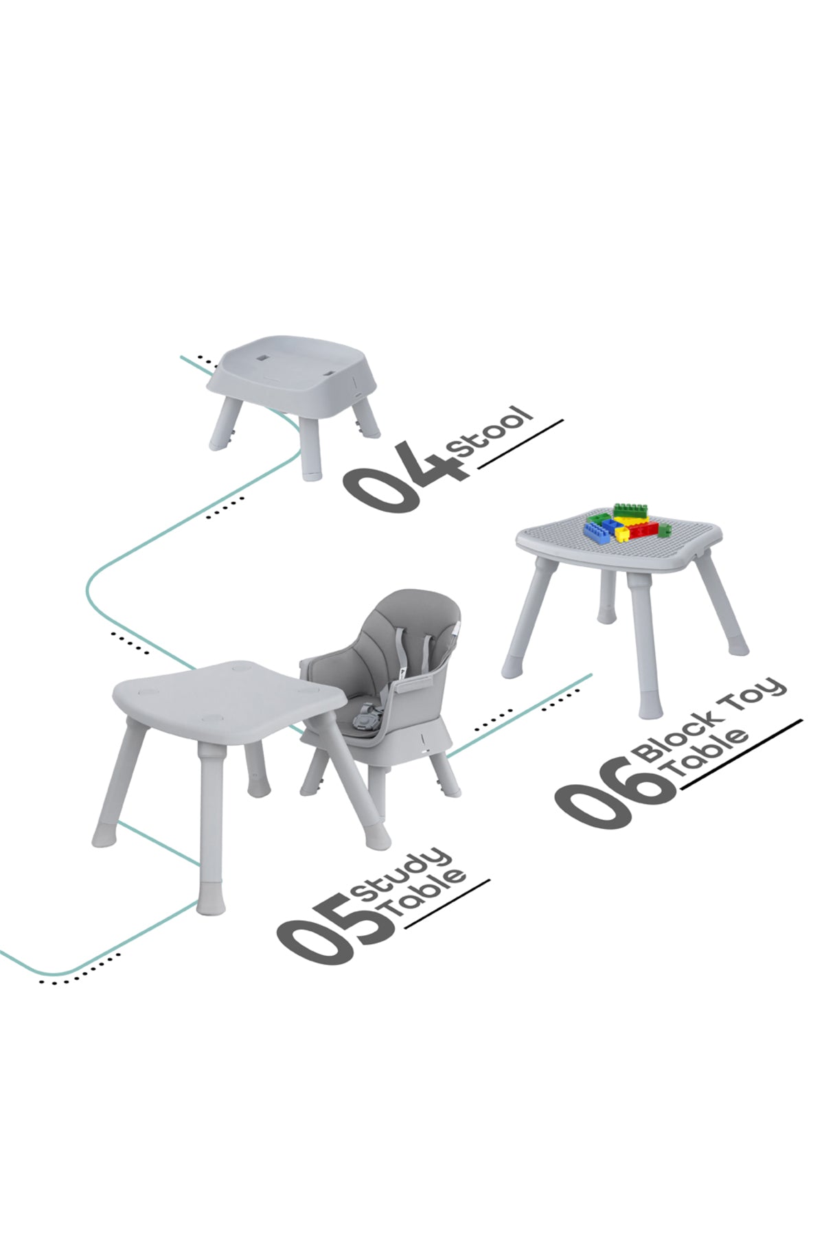 MOON 6 in 1 High Chair - Grey