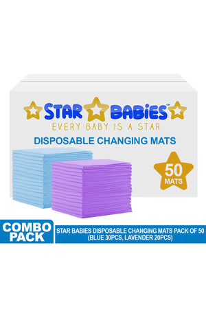 Star Babies Disposable changing mats Pack of 50 (Blue 30pcs, Lavender 20pcs)