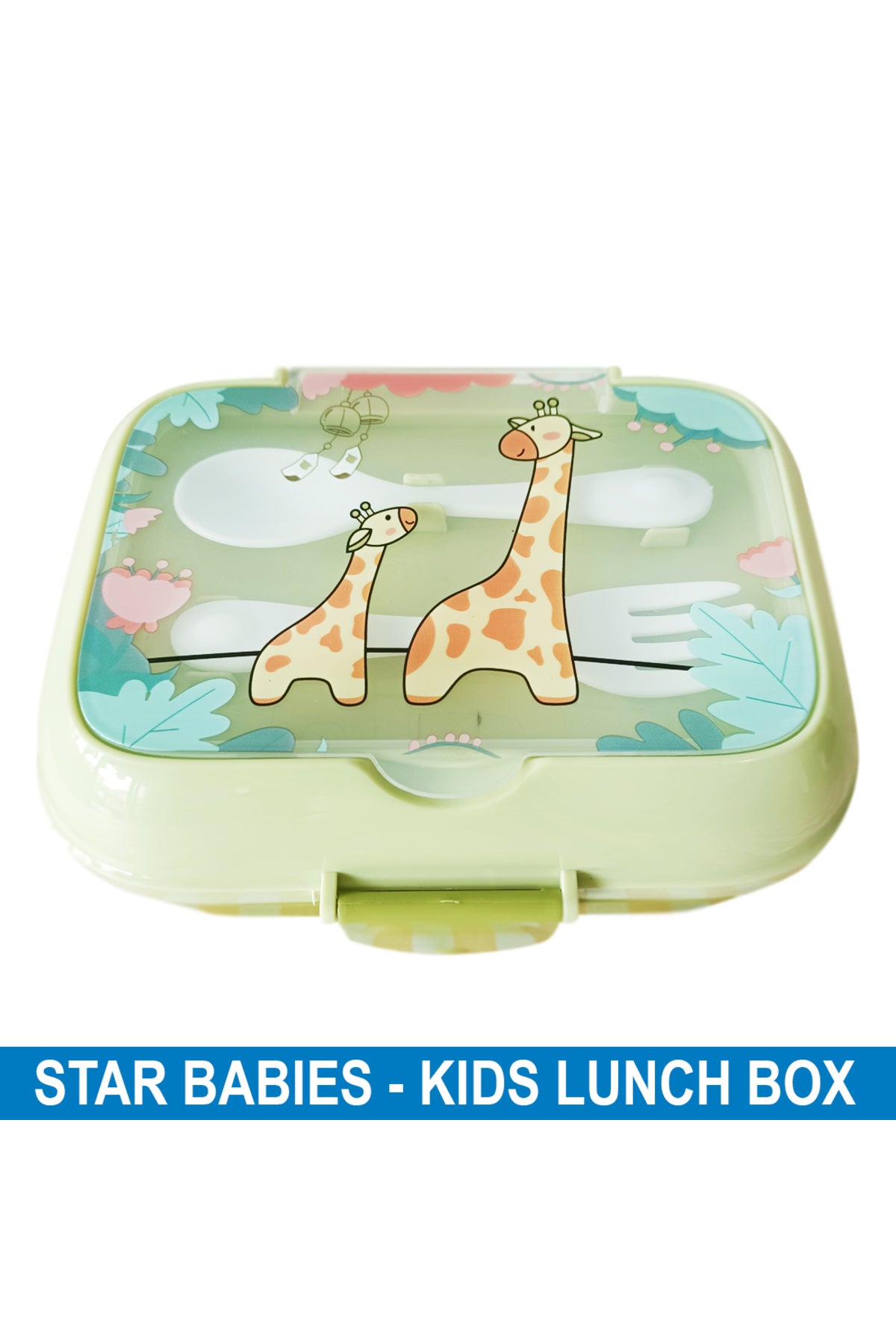 Star Babies - Kids Giraffe Print Lunch Box - Light Green