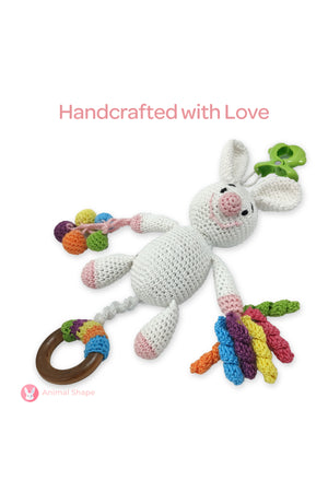 MOON Handcrafted Crochet Toy with Cuddle Ring & Clip Hanger-Bunny